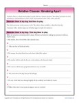 Relative Clauses Worksheet - Breaking Apart