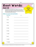 Printable Root Words Worksheet - Adding ER