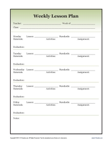 Detailed (secondary) Weekly Lesson Plan Template