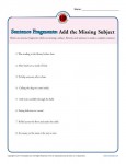 Sentence Fragments Worksheet Activity - Add the Missing Subject