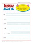 Sentence Starter Printable Activity - About Me