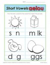 Short Vowel Worksheet Practice Activity for Kids