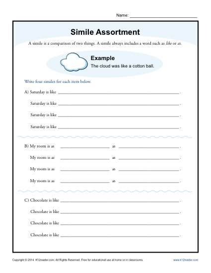 Simile Practice Activity