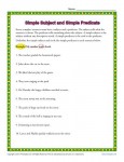 Simple Subject and Simple Predicate Worksheet Activity