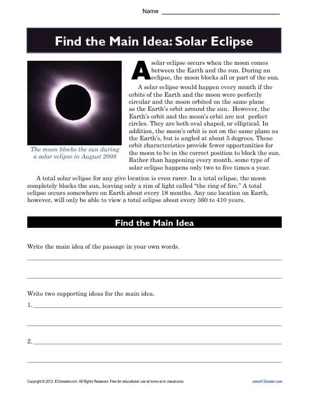 Solar Eclipse Reading Passage