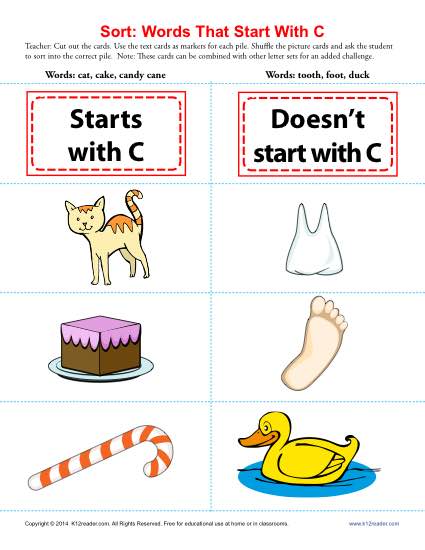 Letter C Consonant Worksheet