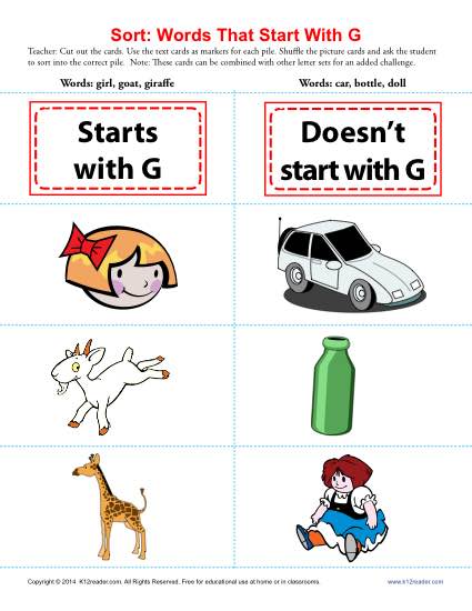 Letter G Consonant Worksheet