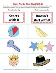 Sort the Words That Start With The Letter K - Printable Worksheet Lesson Activity