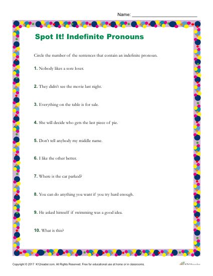 Which Sentences Contain an Indefinite Pronoun?