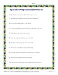 Identify the Prepositional Phrases in the Following Sentences - Printable Worksheet
