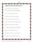 Identify Which Sentences Use Run On Sentences - Printable Worksheet
