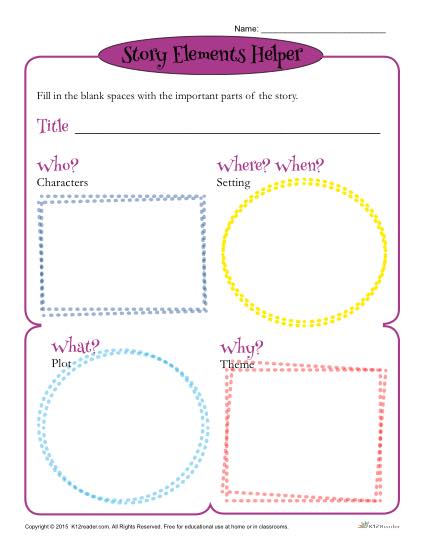 Story Elements Helper! A fun, colorful printable template for students