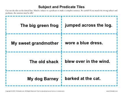 Subject and Predicate Worksheet Activity - Tiles