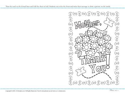 Printable Mother's Day Thank You Card Coloring Activity