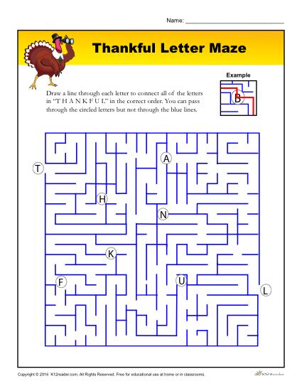 Thanksgiving Activity - Thankful Maze