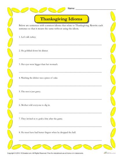 Thanksgiving Idioms Activity