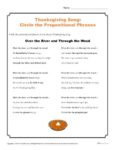 ELA Activity - Circle the Prepositional Phrases in the Thanksgiving Song