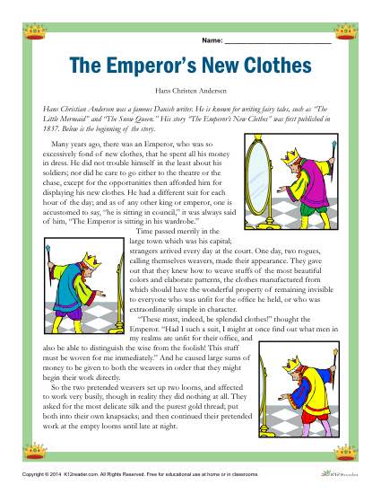 The Emperor's New Clothes - Free, Printable Reading Comprehension Set