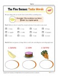 The Five Senses Printable Worksheet Activity for Kindergarten and First Grade - Taste Words