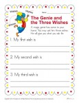 Kindergarten Writing Prompt - Genie and Three Wishes
