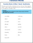 Effect, Result and Qualification Transition Words