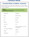 Addition and Extension Transition Words