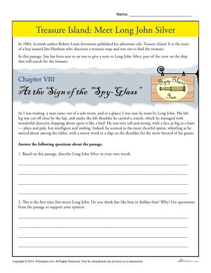 Treasure Island Book Activity - Meet Long John Silver