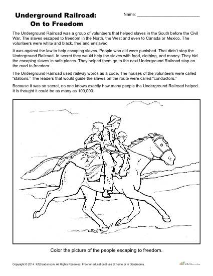 Underground Railroad Printable Activity - On to Freedom