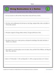Punctuation Worksheet - Practice Using Semicolons in a Series