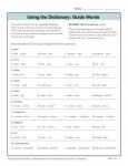 Using the Dictionary Worsheet Activity - Using Guide Words
