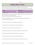 How to Treat Titles of Major Works in Text - Worksheet Activity