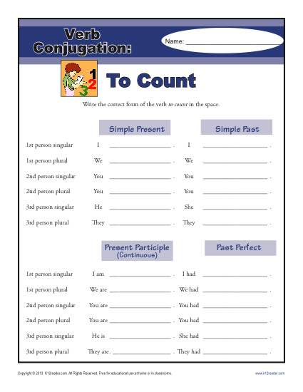 Verb Conjugation Worksheet - To Count