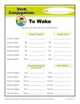 Verb Conjugation Worksheets - To Wake