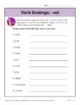 Verb Endings - 1st grade and 2nd grade worksheet