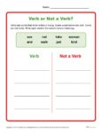 Verb or Not a Verb - Kindergarten and 1st Grade Worksheet