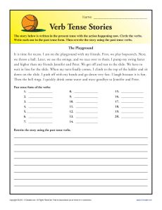 Verb Tense Worksheet Activity - Stories