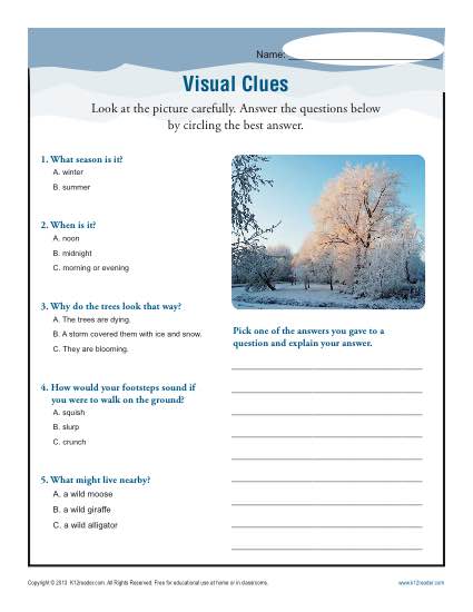 Drawing Conclusions Worksheet Practice Activity - Visual Clues