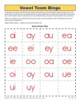 Vowel Team Bingo - Free, Printable Worksheet Lesson Activity