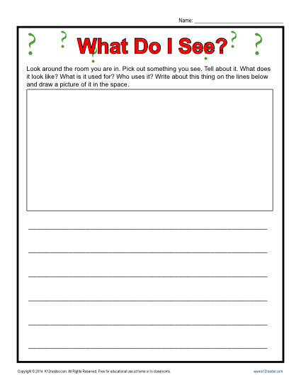 Free Printable Kindergarten Writing Prompt - What Do I See?