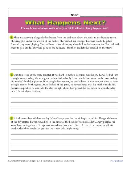 Drawing Conclusions Worksheet Practice Activity - What Happens Next?