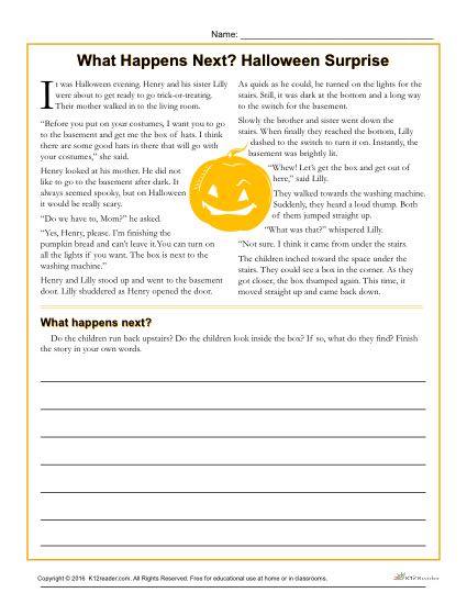 What Happens Next? - Halloween Reading Comprehension Practice