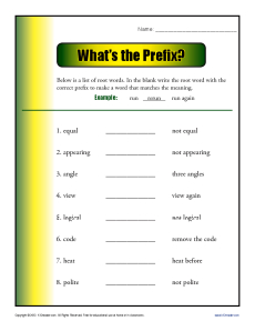 Prefix Worksheet Activity - What's the Prefix?
