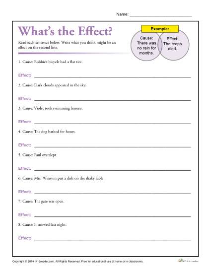 Cause and Effect Comprehension Worksheet