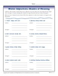 Winter Adjectives Worksheet- Shades of Meaning