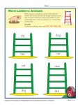 Printable Word Ladders Activity about Animals - Elementary School Activity