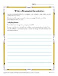 Write a Character Description - Printable Reading Skills Worksheet