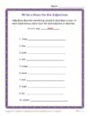 Write a Noun for Adjectives