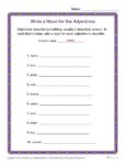 Write a Noun for the Adjectives | Printable Grammar Worksheet