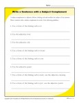 Write a Sentence with a Subject Complement Printable Worksheet