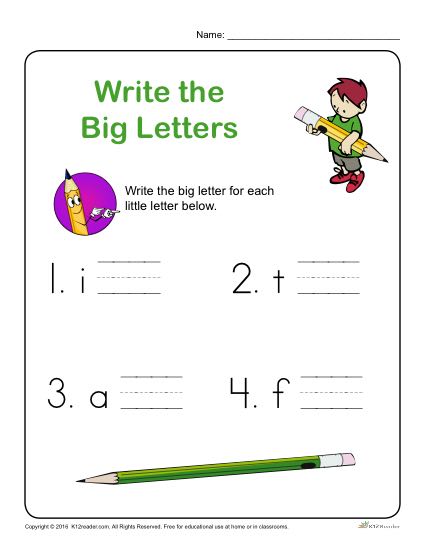 Preschool Letter Worksheets - Write the Big Letters for each Little Letter